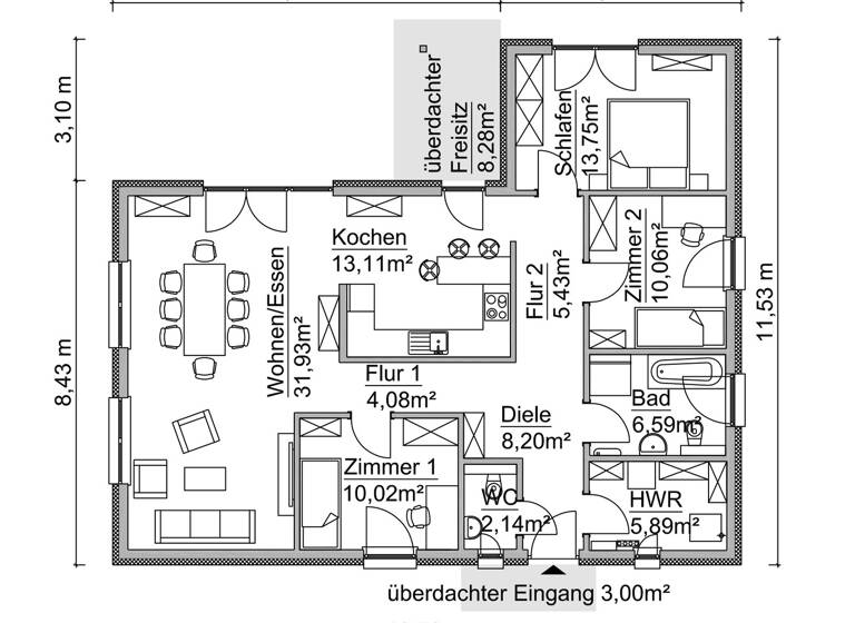 Bungalow zum Kauf 451.100 € 4 Zimmer 122 m² 1.000 m² Grundstück Zossen 15806