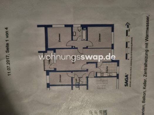 Studio zur Miete Tauschwohnung 553 € 4 Zimmer 89 m² 4. Geschoss Billstedt Hamburg 22119