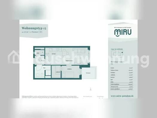 Wohnung zur Miete Tauschwohnung 673 € 2 Zimmer 42 m² EG Teltower Vorstadt Potsdam 14473