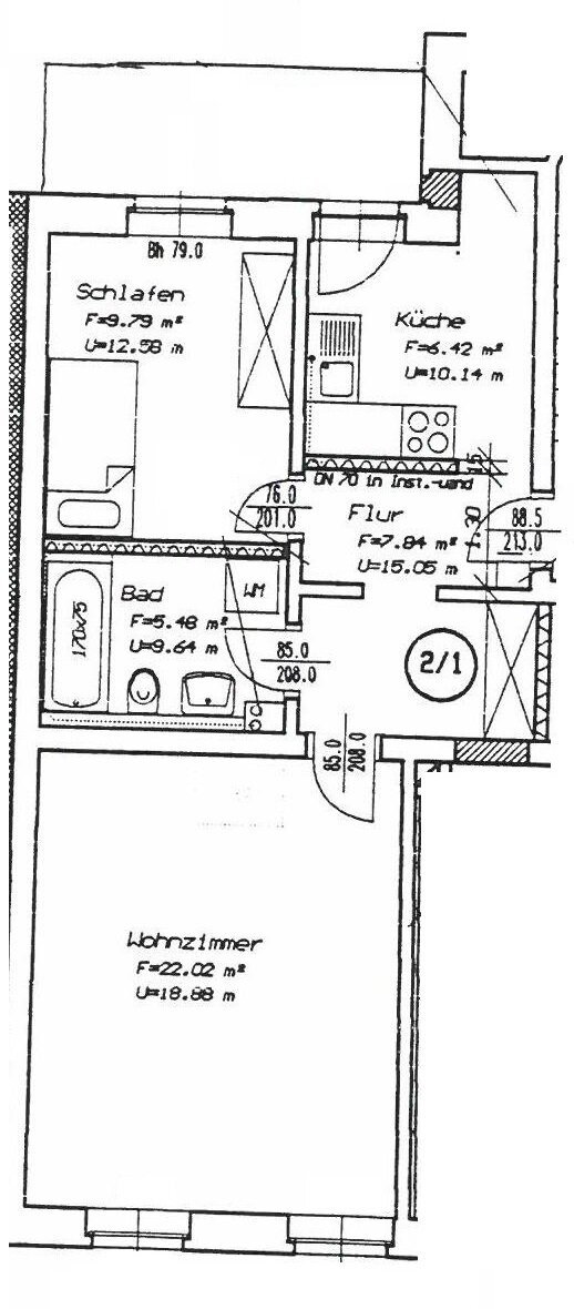 Wohnung zur Miete 286 € 2 Zimmer 55 m²<br/>Wohnfläche 3.<br/>Geschoss Grimmaische Straße 24 Döbeln Döbeln 04720