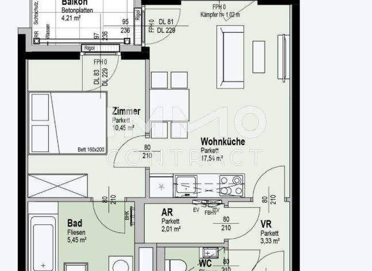 Wohnung zum Kauf - Erstbezug 308.700 € 2 Zimmer 40,3 m² 4. Geschoss Wien 1210