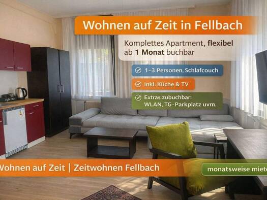Wohnung zur Miete Wohnen auf Zeit 890 € 1 Zimmer 35 m² frei ab sofort Hofener Str. 0 Oeffingen Fellbach-Oeffingen 70736