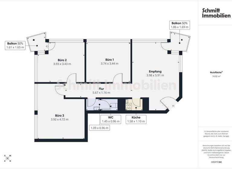 Bürofläche zum Kauf 137.000 € 4 Zimmer 75 m² Bürofläche Ober-Roden Rödermark 63322