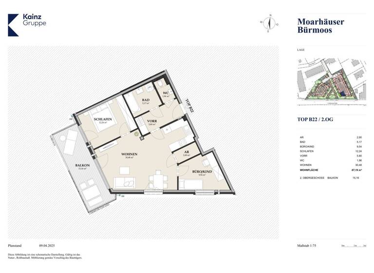 Wohnung zum Kauf - Erstbezug 310.000 € 3 Zimmer 67,2 m² 2. Geschoss Bürmoos 5111