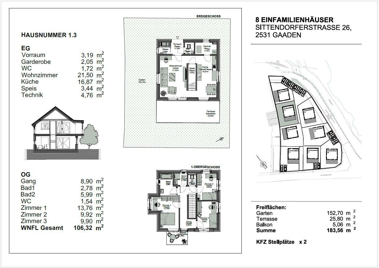 Einfamilienhaus zum Kauf 775.000 € 4 Zimmer 106,7 m²<br/>Wohnfläche ab sofort<br/>Verfügbarkeit Gaaden 2531