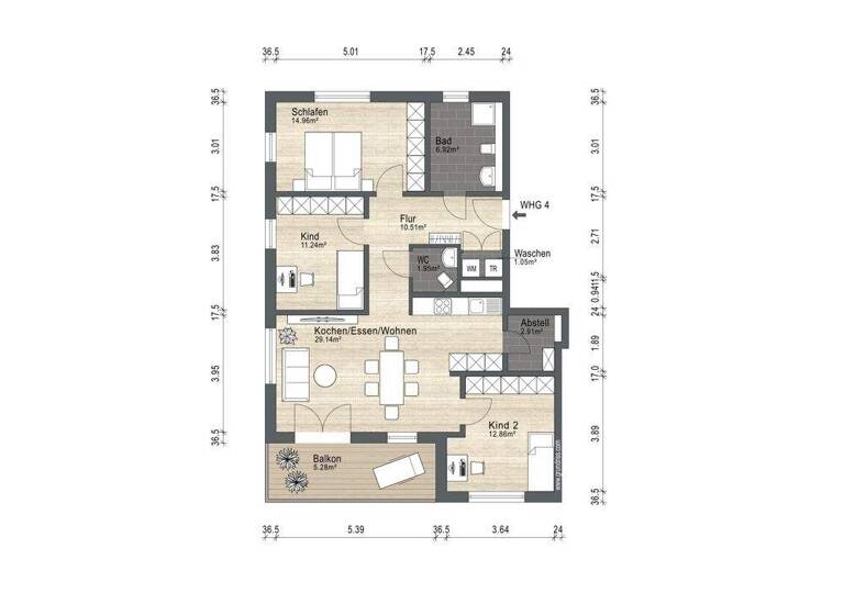 Wohnung zum Kauf - Erstbezug 589.900 € 4 Zimmer 96,8 m² 1. Geschoss Altenfurt Nürnberg 90475