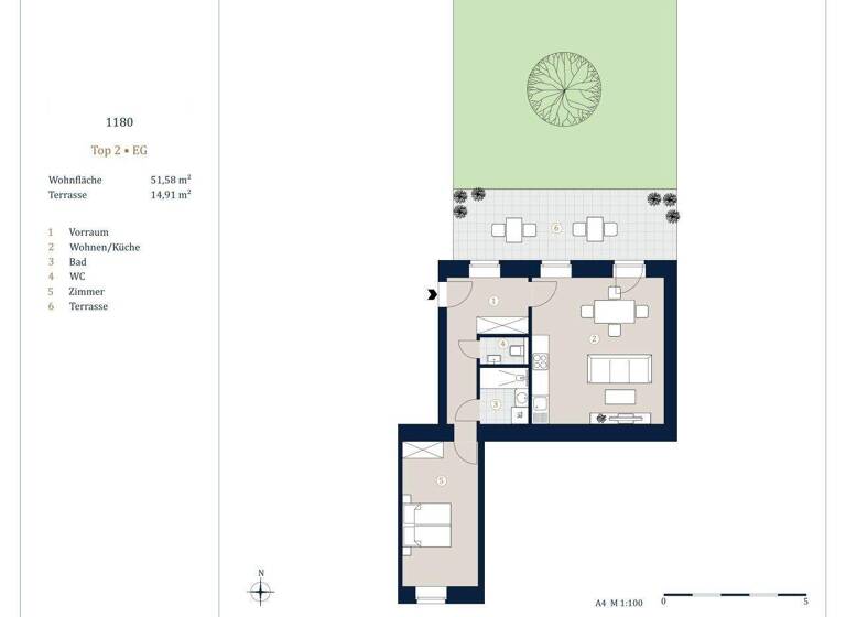 Wohnung zum Kauf - Erstbezug 399.000 € 2 Zimmer 51,6 m² EG Wien 1180
