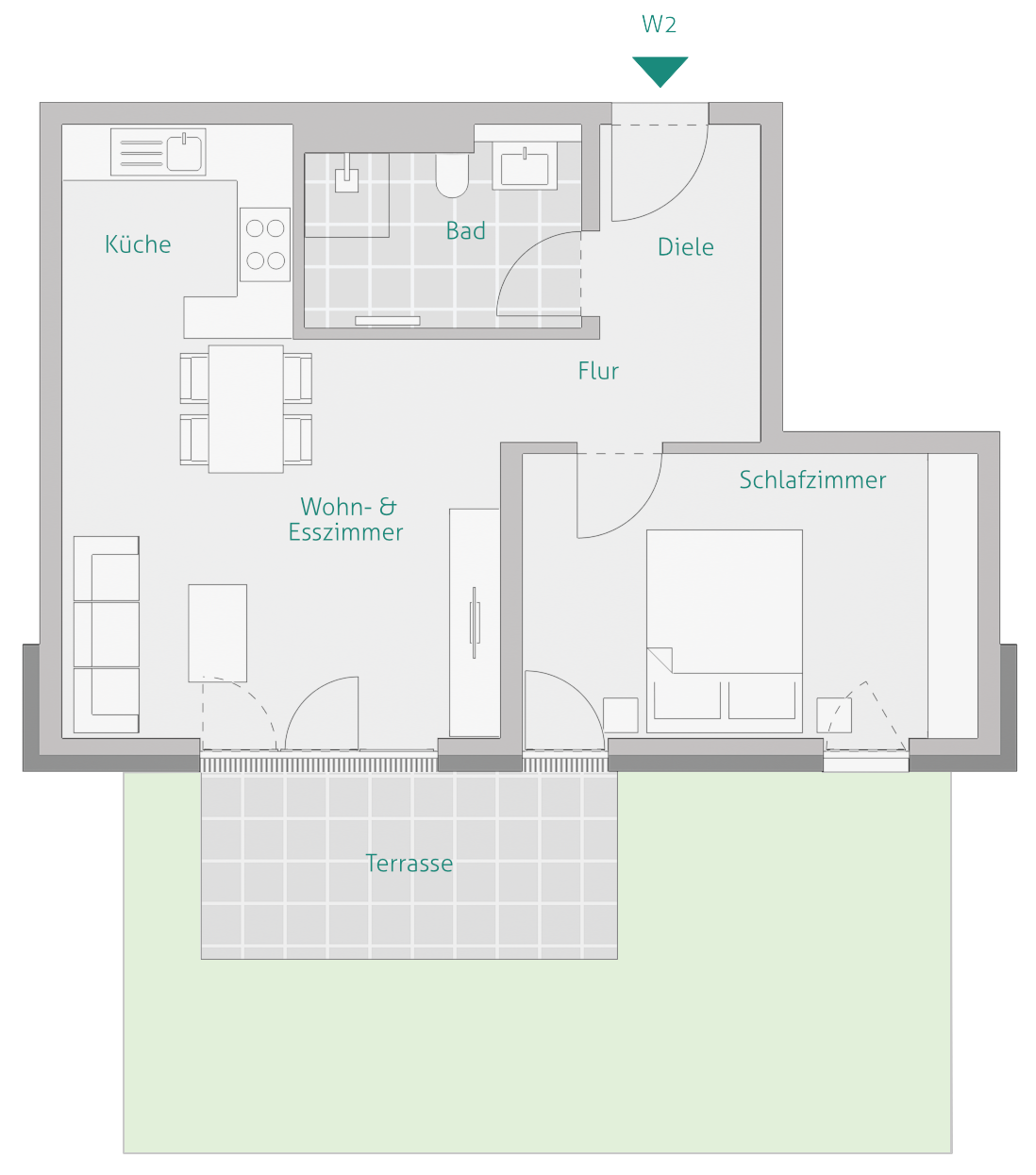 Terrassenwohnung zum Kauf provisionsfrei 463.660 € 2 Zimmer 56,2 m²<br/>Wohnfläche EG<br/>Geschoss Schillerstraße 36 Herrenberg Herrenberg 71083