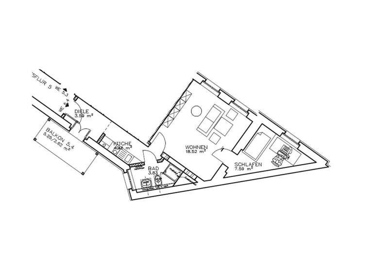 Wohnung zur Miete 455 € 2 Zimmer 42 m² 3. Geschoss Bernburger Straße 16 Paulusviertel Halle (Saale) 06108