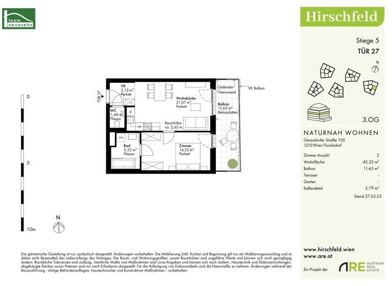 Wohnung zum Kauf - Erstbezug provisionsfrei 255.100 € 2 Zimmer 45,3 m² 3. Geschoss Gerasdorfer Straße 105 Wien 1210