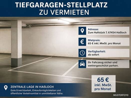 Tiefgarage zur Miete 65 € Haßloch 67454
