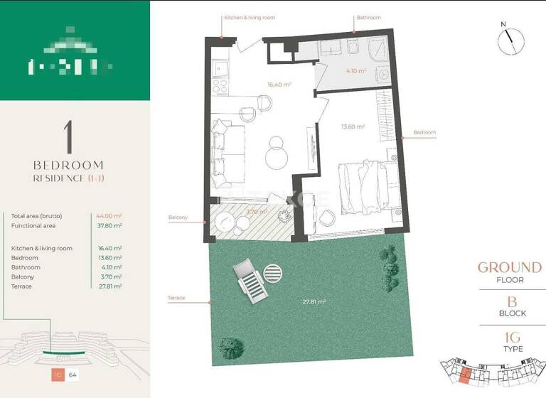 Wohnung zum Kauf 166.000 € 42 m² Aksu