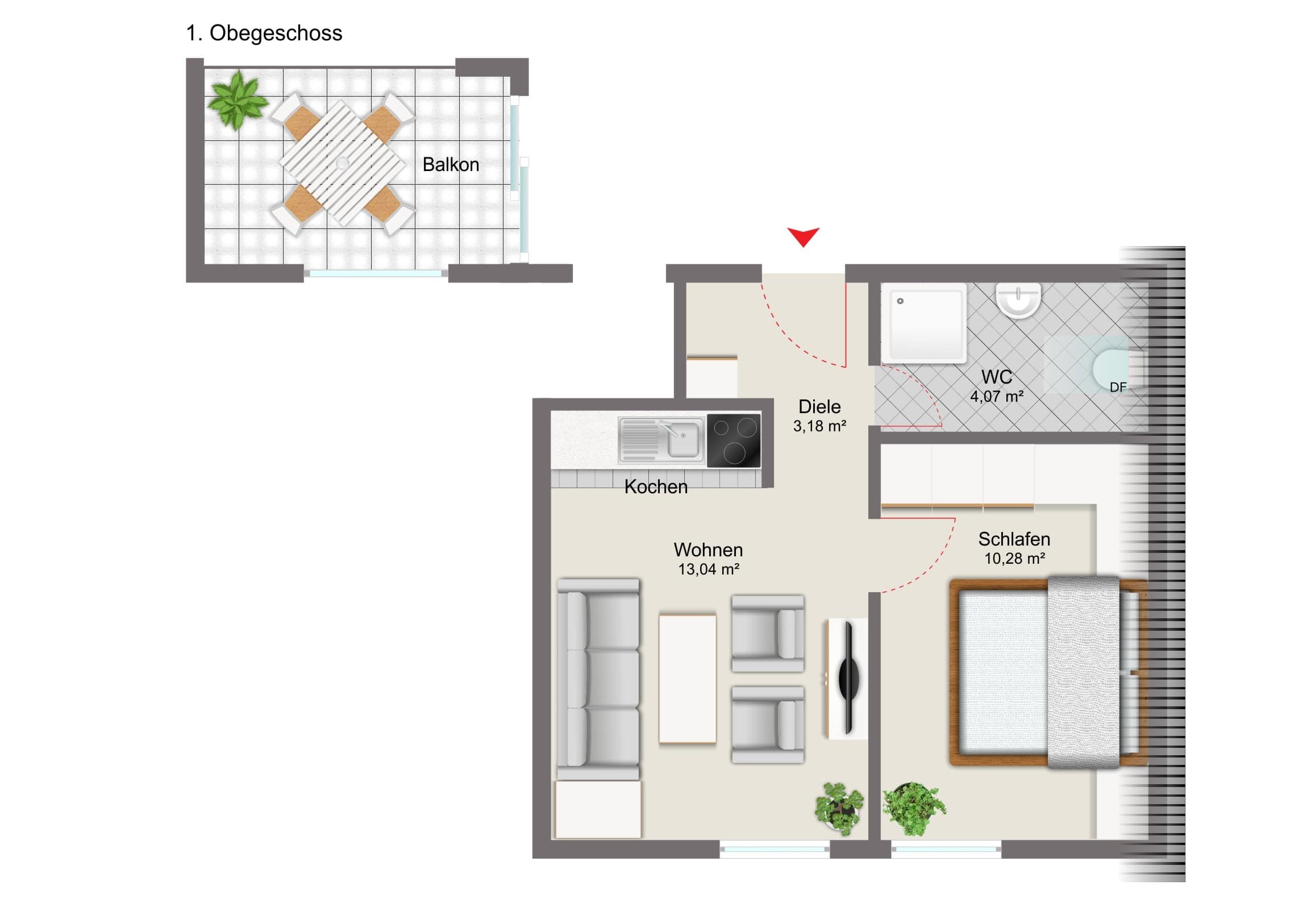 Wohnung zur Miete 370 € 2 Zimmer 33 m²<br/>Wohnfläche 1.<br/>Geschoss ab sofort<br/>Verfügbarkeit Pfünz Walting 85137