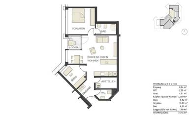 Wohnung zur Miete 990 € 2,5 Zimmer 75 m² frei ab 01.10.2025 Murg Murg 79730