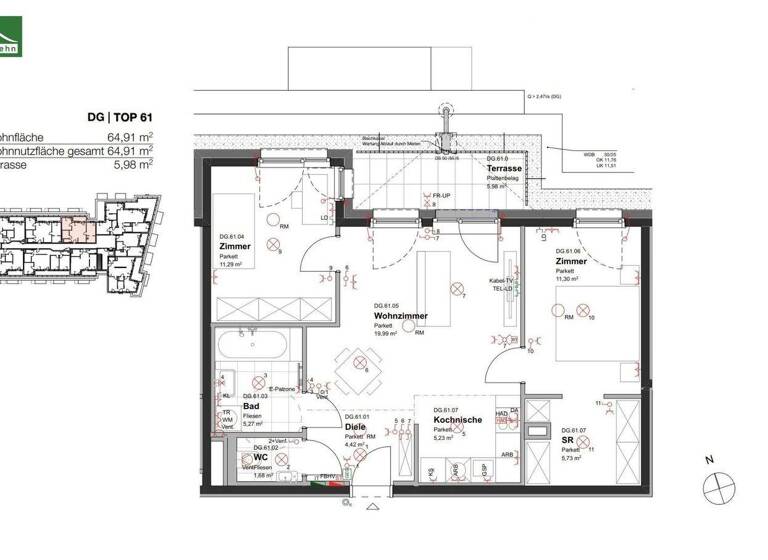 Wohnung zur Miete 965 € 3 Zimmer 64,9 m² 6. Geschoss frei ab 01.05.2026 Pogrelzstraße 81 Wien 1220