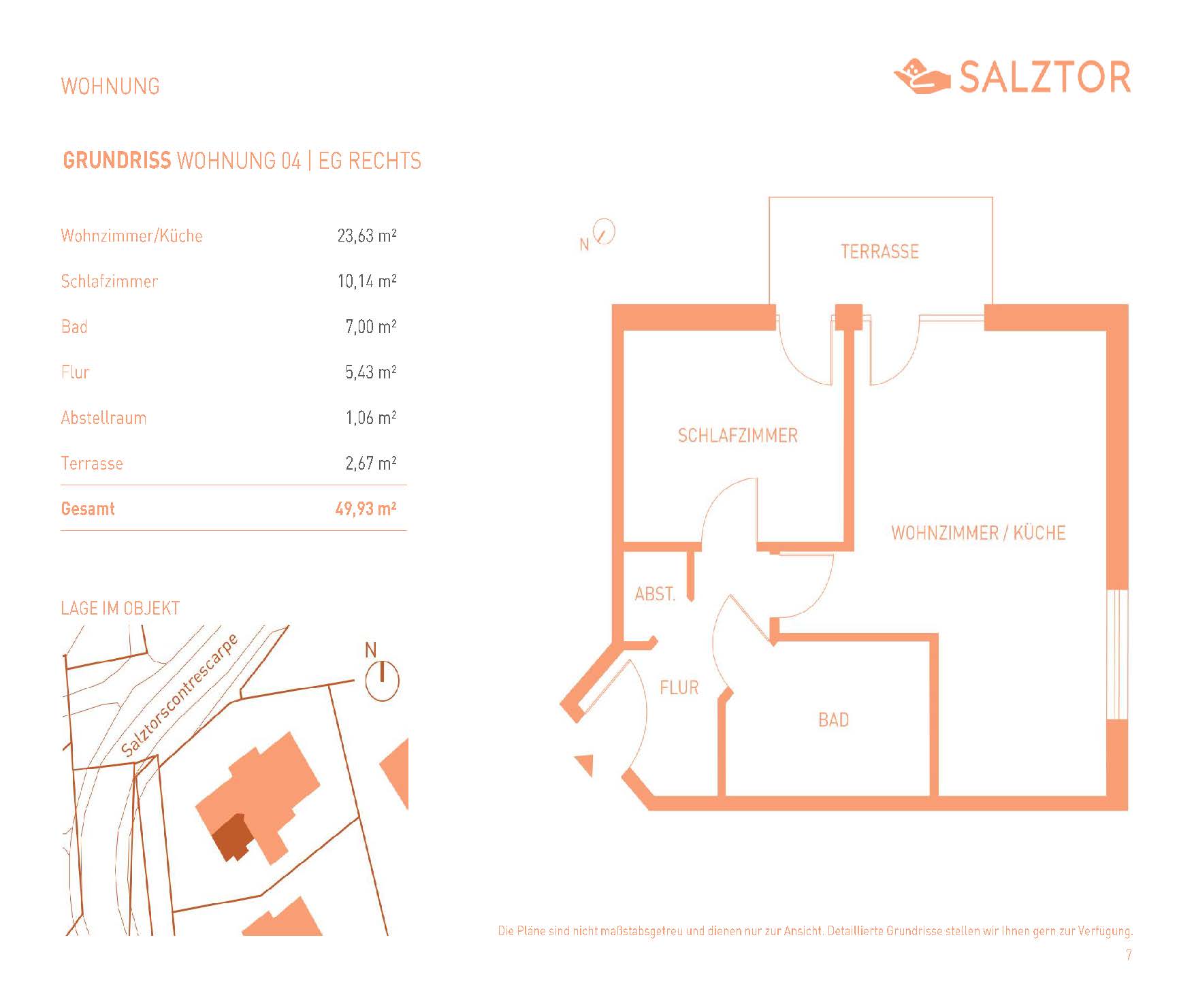 Terrassenwohnung zum Kauf provisionsfrei 185.000 € 1,5 Zimmer 49,9 m²<br/>Wohnfläche EG<br/>Geschoss Salztorscontrescarpe 9 Übriges Stade Stade 21680