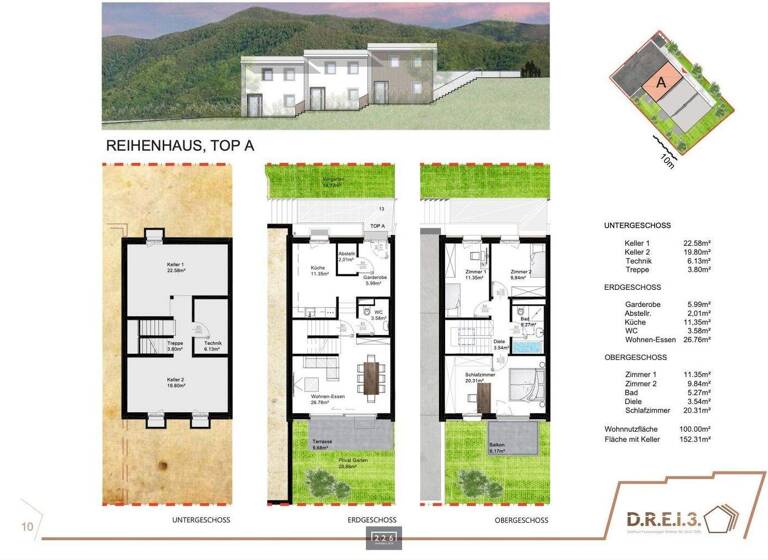 Reihenmittelhaus zum Kauf - Erstbezug 674.000 € 4 Zimmer 100 m² Telfs 6410
