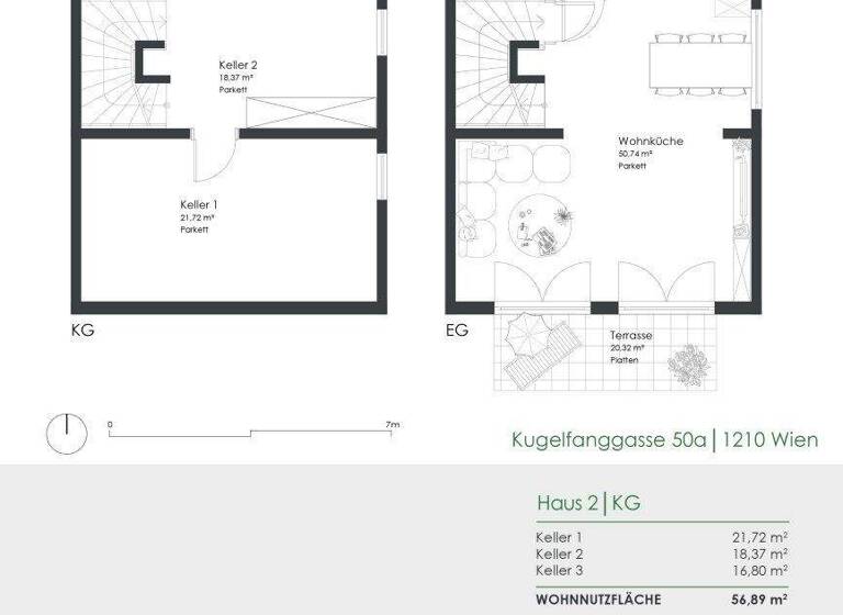 Doppelhaushälfte zum Kauf 1.229.001 € 4 Zimmer 123,4 m² Kugelfanggasse 50A Wien 1210