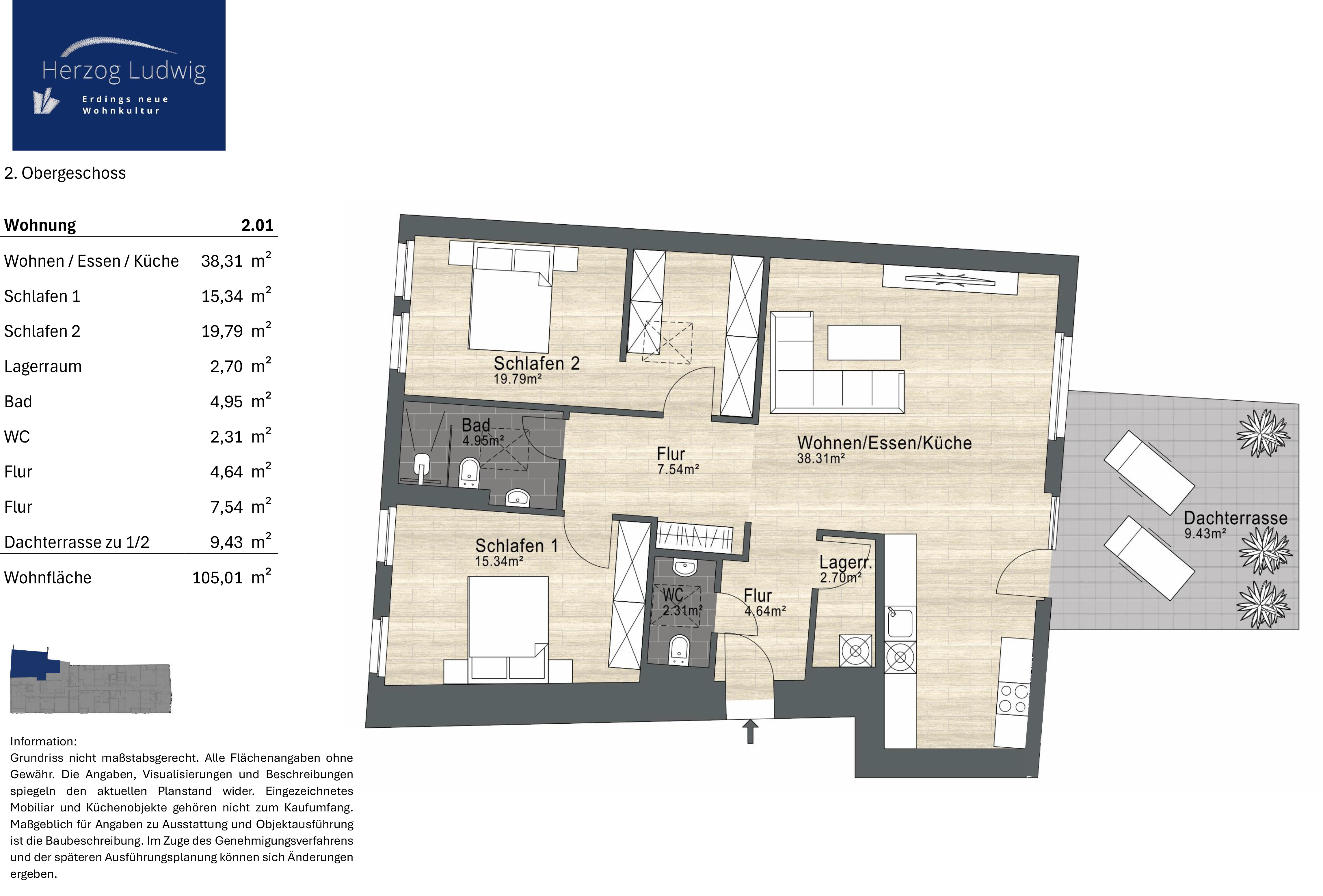 Wohnung zum Kauf provisionsfrei 849.900 € 3,5 Zimmer 105,1 m²<br/>Wohnfläche 2.<br/>Geschoss Altenerding Erding 85435