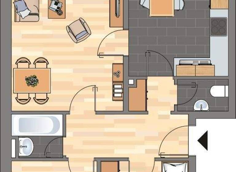 Wohnung zur Miete 536 € 3 Zimmer 64,6 m² 2. Geschoss Zum Heidgarten 4 Vorsfelde Wolfsburg 38448