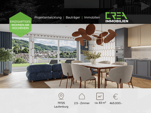 Wohnung zum Kauf - Neubau provisionsfrei 465.000 € 2,5 Zimmer 83,8 m² EG frei ab sofort Säckinger Straße 9 Laufenburg Laufenburg (Baden) 79725