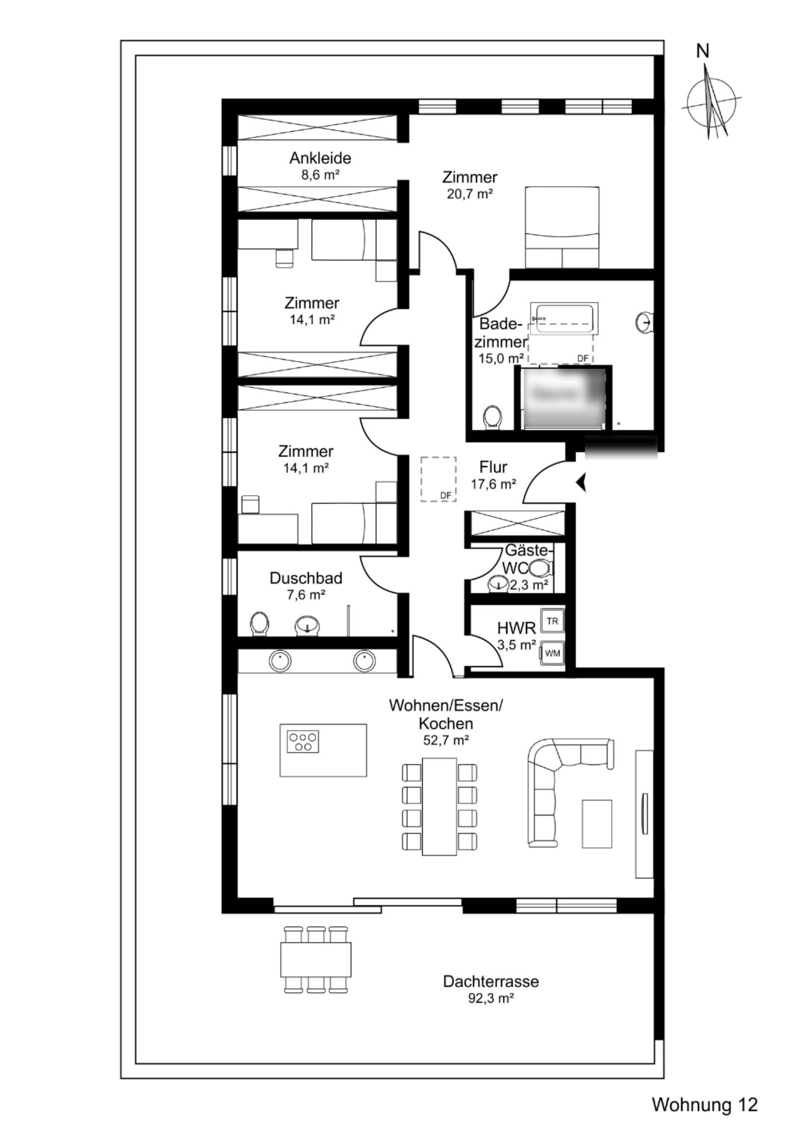 Penthouse zur Miete 3.980 € 4 Zimmer 202 m²<br/>Wohnfläche 3.<br/>Geschoss Bergen-Enkheim Frankfurt am Main 60388