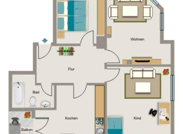 Wohnung zur Miete 546 € 3,5 Zimmer 76,8 m² 1. Geschoss Gottliebstraße 63 Alt-Hamborn Duisburg 47166