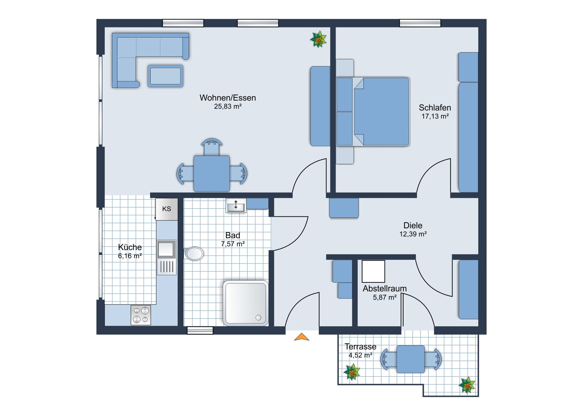 Wohnung zur Miete 1.090 € 2 Zimmer 77,2 m²<br/>Wohnfläche EG<br/>Geschoss ab sofort<br/>Verfügbarkeit Melle - Mitte Melle 49324