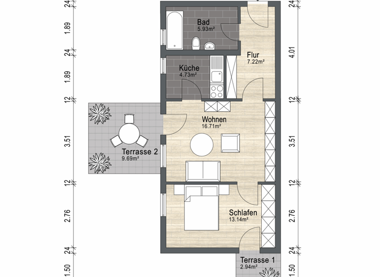 Wohnung zum Kauf 129.000 € 2 Zimmer 52 m² EG Briesnitz Dresden 01157
