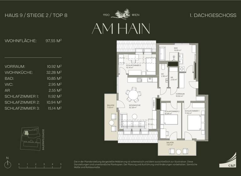 Wohnung zum Kauf - Erstbezug 1.075.000 € 4 Zimmer 97,6 m² Wien 1190
