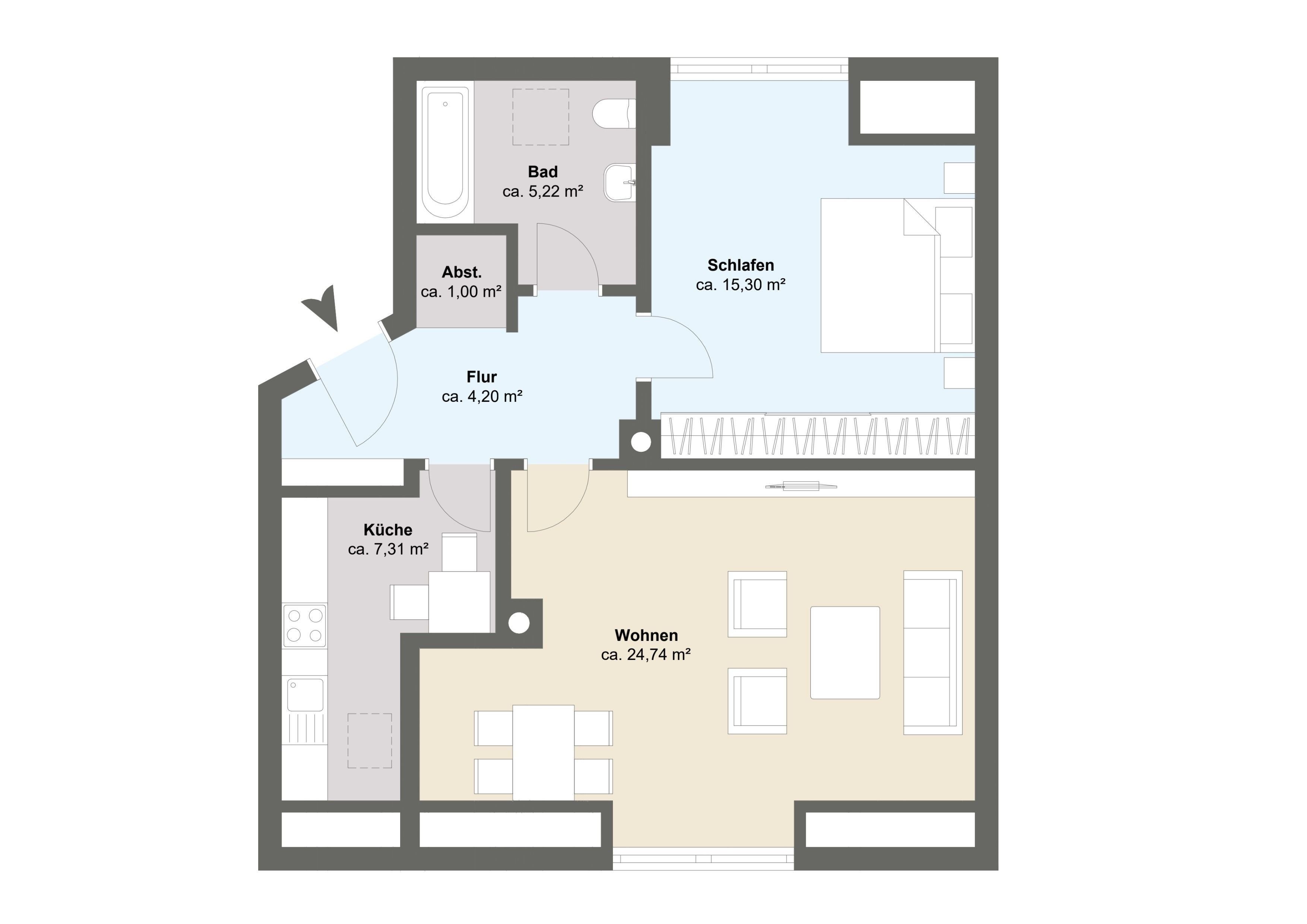 Wohnung zum Kauf 275.000 € 2 Zimmer 57,8 m²<br/>Wohnfläche 2.<br/>Geschoss Olching Olching 82140