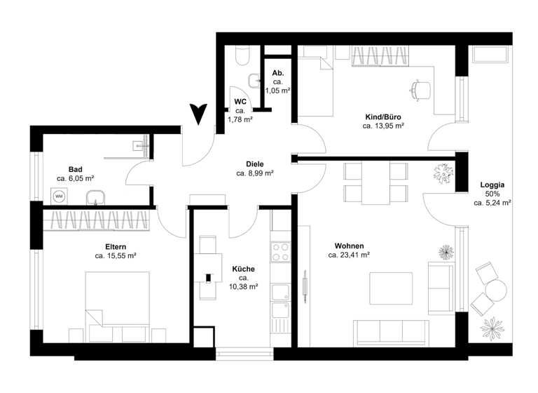 Wohnung zum Kauf 249.000 € 3 Zimmer 84 m² 1. Geschoss frei ab sofort Bad Bentheim 48455