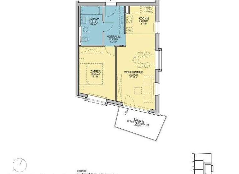 Wohnung zur Miete - Erstbezug 688 € 2 Zimmer 53,9 m² 1. Geschoss Stadionstraße Wiener Neustadt 2700