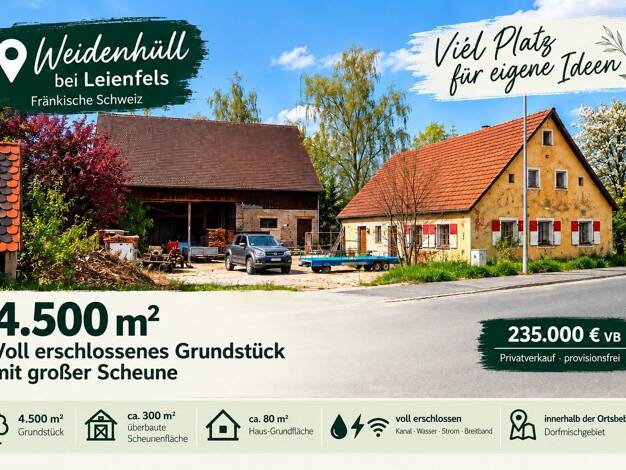 Grundstück zum Kauf provisionsfrei 235.000 € 4.500 m² Grundstück Weidenhüll bei Leienfels 1 Weidenhüll bei Leienfels Pottenstein 91278