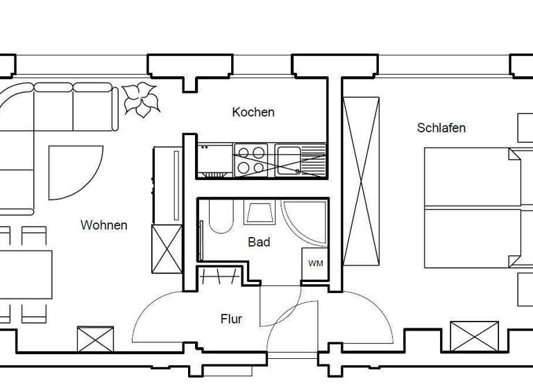 Wohnung zur Miete 200 € 2 Zimmer 41 m² 1. Geschoss frei ab 01.04.2026 Hufelandstraße 19 Glauchau 08371