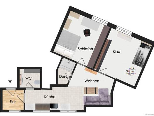 Wohnung zur Miete 380 € 2,5 Zimmer 54 m² frei ab sofort Bad Blankenburg 07422