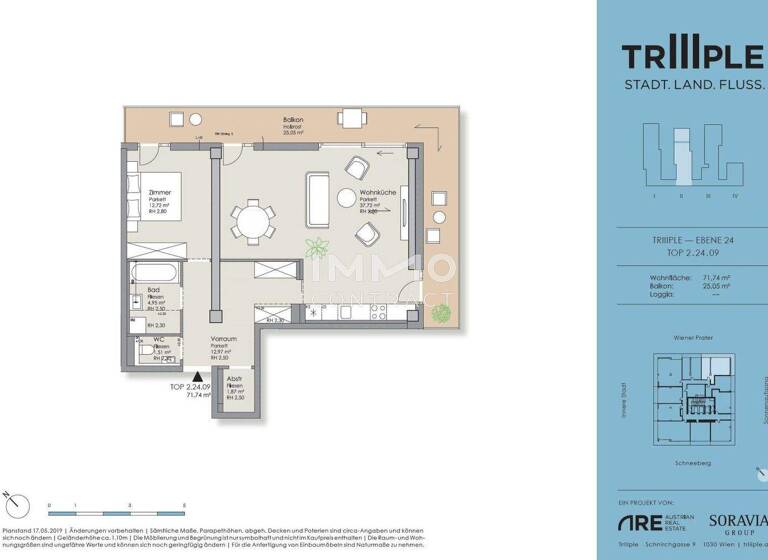 Wohnung zum Kauf - Erstbezug 681.600 € 2 Zimmer 71,7 m² Wien 1030