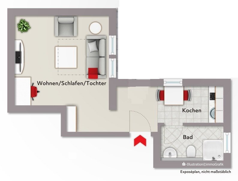 Wohnung zur Miete 306 € 1 Zimmer 34 m²<br/>Wohnfläche 1.<br/>Geschoss ab sofort<br/>Verfügbarkeit Rothenburg Rothenburg 91541