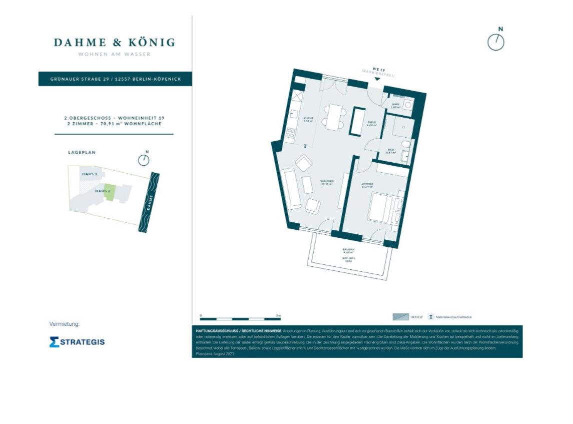 Wohnung zur Miete 1.760 € 2 Zimmer 70 m²<br/>Wohnfläche Köpenick Berlin 12557