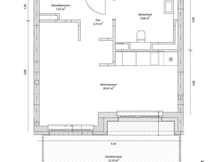 Studio zur Miete - Erstbezug 918 € 1 Zimmer 35,3 m² 6. Geschoss Spandau Berlin 13587
