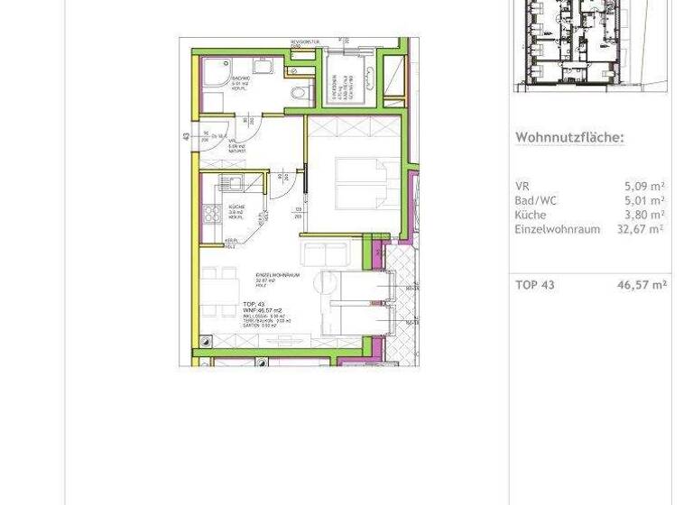 Wohnung zur Miete 693 € 2 Zimmer 47 m² 5. Geschoss Rötzergasse Wien 1170