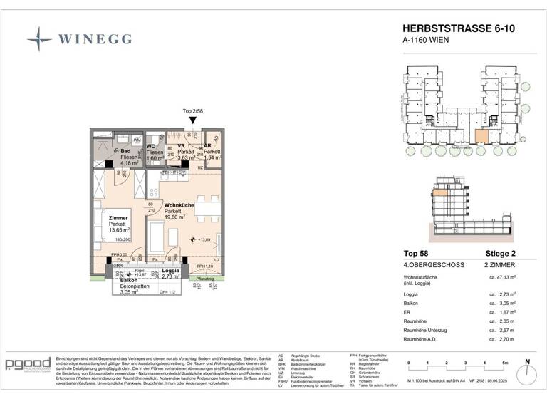 Wohnung zum Kauf - Erstbezug 338.500 € 2 Zimmer 47,1 m² 4. Geschoss Herbststraße 6-10 Wien 1160