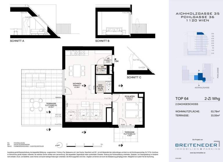 Wohnung zum Kauf - Erstbezug 515.000 € 2 Zimmer 53,8 m² 6. Geschoss Wien 1120