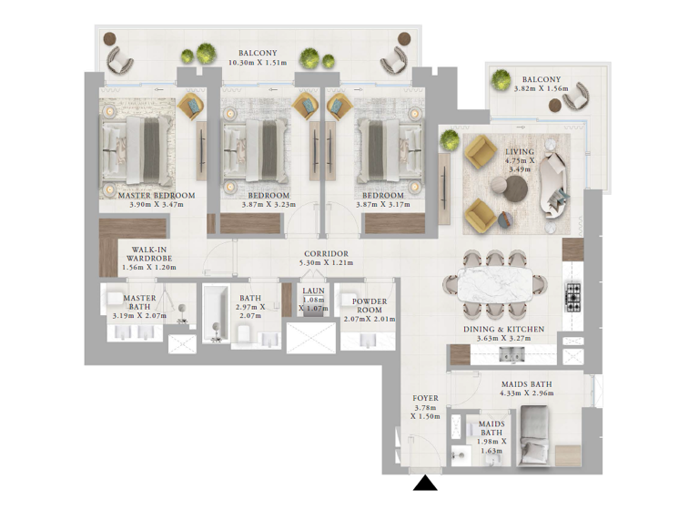 Wohnung zum Kauf - Erstbezug provisionsfrei 985.956 € 4 Zimmer 172,8 m² frei ab 01.03.2030 Dubai