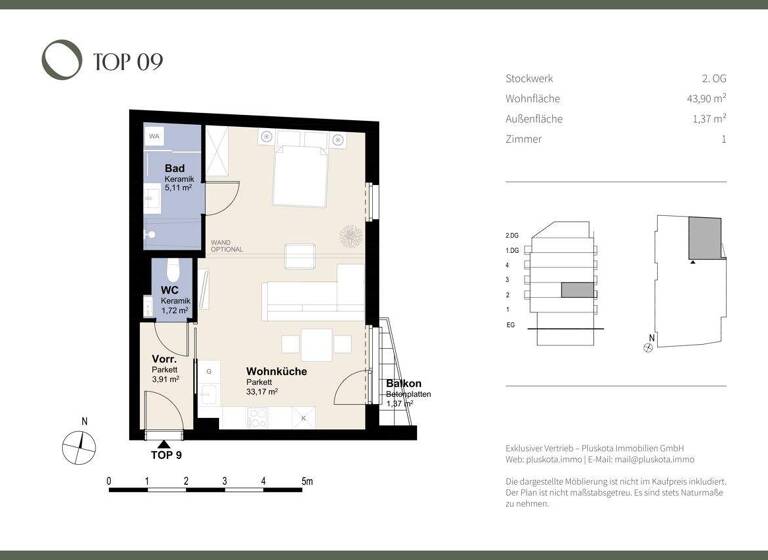 Studio zum Kauf provisionsfrei 283.000 € 1 Zimmer 43,9 m² 2. Geschoss Wien, Meidling 1120