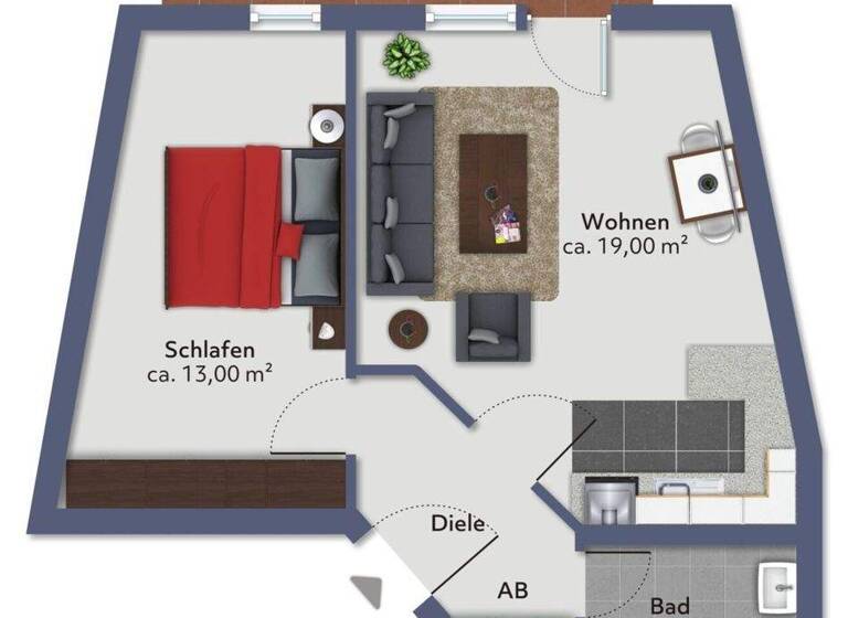 Wohnung zum Kauf 95.000 € 2 Zimmer 44 m² EG Innenstadt Halle/Saale 06108