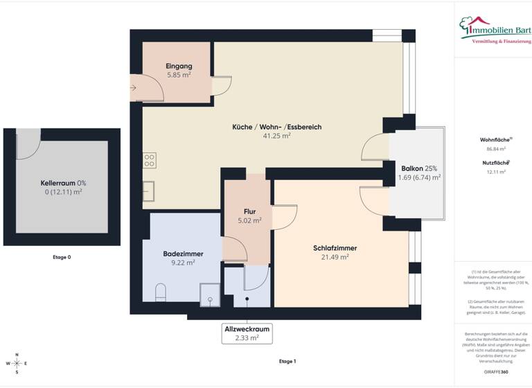 Wohnung zur Miete 1.050 € 2 Zimmer 86 m² 1. Geschoss frei ab sofort Perl 66706