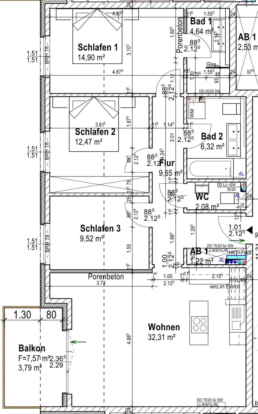 Studio zur Miete 2.100 € 4 Zimmer 96 m²<br/>Wohnfläche 2.<br/>Geschoss Regerstrasse 5A Bahrenfeld Hamburg 22761