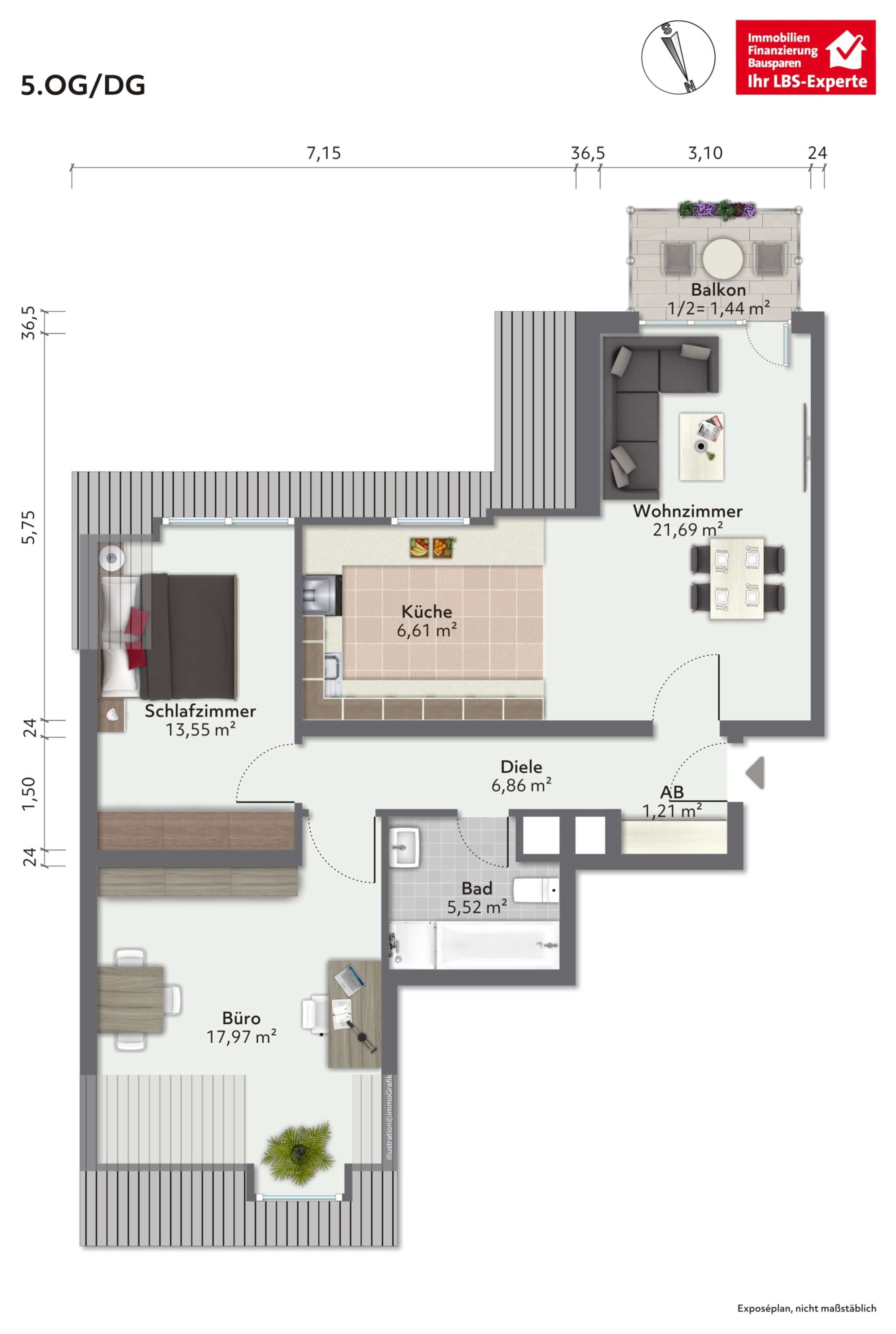 Wohnung zum Kauf 595.000 € 3 Zimmer 75 m²<br/>Wohnfläche 5.<br/>Geschoss Pasing München 81241