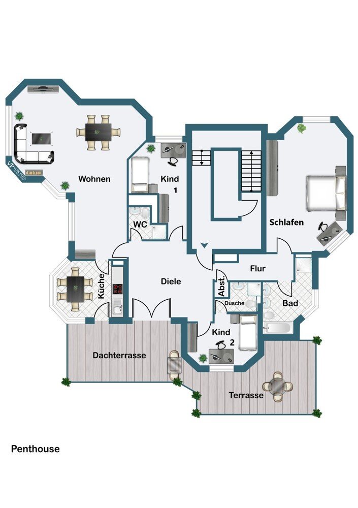 Penthouse zum Kauf 395.000 € 4 Zimmer 185 m²<br/>Wohnfläche 9.<br/>Geschoss Bochhold Essen / Borbeck-Mitte 45355